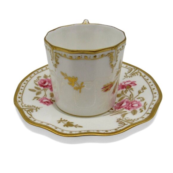 Royal CROWN DERBY Pinxton Pink Roses Cup And Saucer A1155 England Vintage - Picture 6 of 12